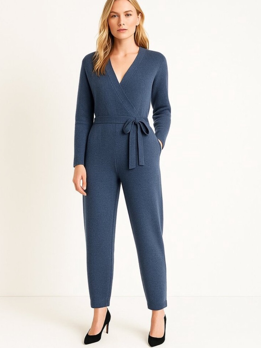J. Crew Merino Wool Faux Wrap Sweater-Jumpsuit